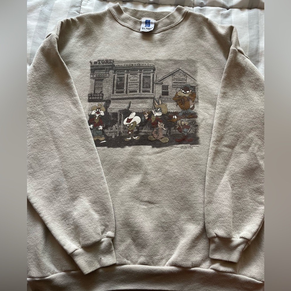 Looney Tunes Six Flags (Warner Brothers) 1997 pull over sweat shirt.